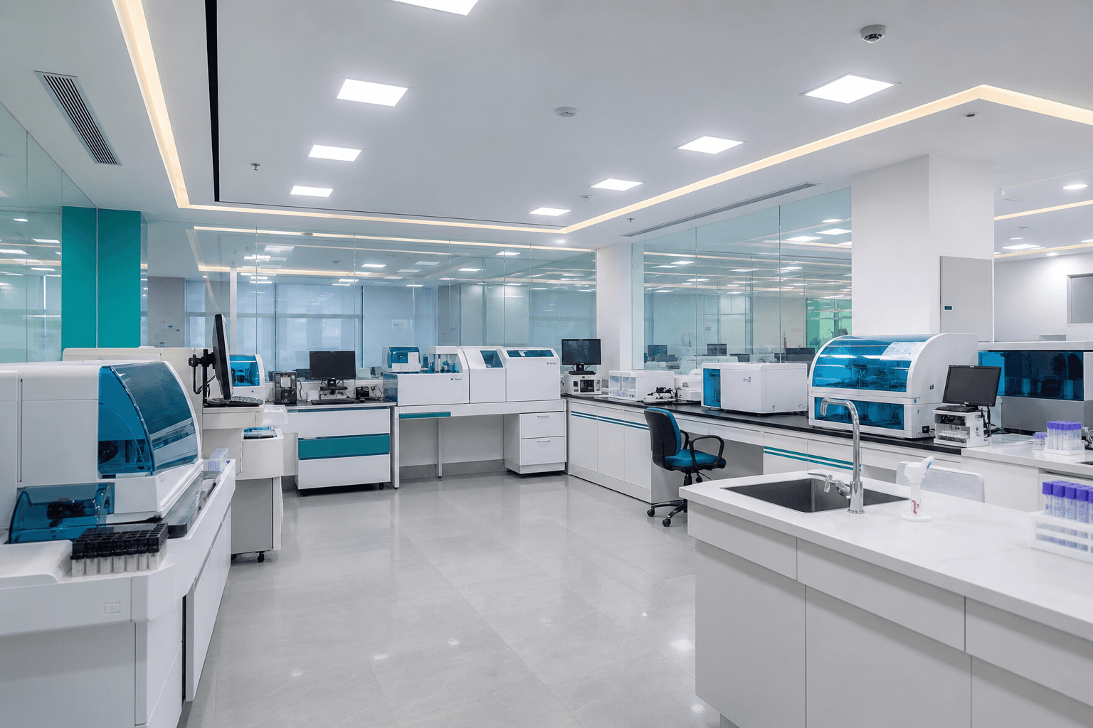 Modern medical laboratory with advanced diagnostic equipment
